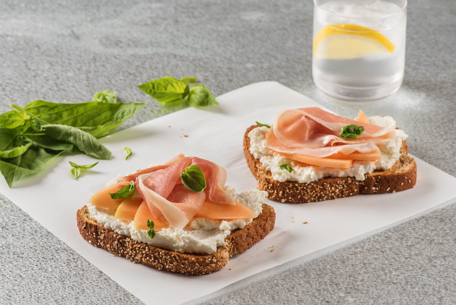 Prosciutto and Melon OpenFaced Sandwich Dempster's